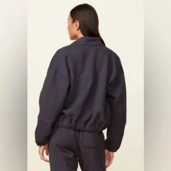 Monrow Seamed Bomber jacket black zip front pockets Size L - Picture 2 of 10